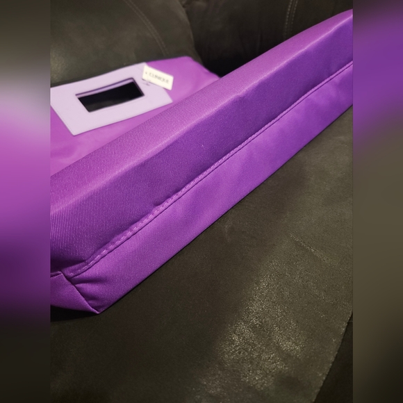 CLINIQUE  Large Tote Bag Purple Square 17" x 15" x 3" NWT - Picture 8 of 12